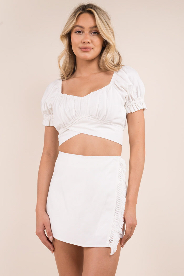 Linen Wrap Crop Top