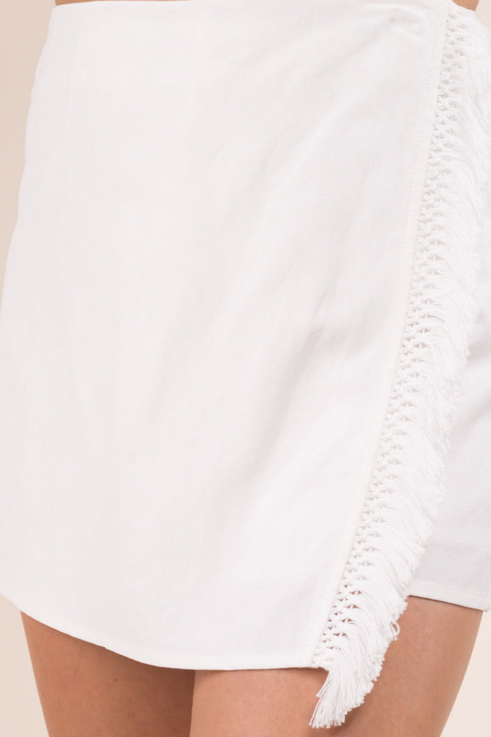 Linen Tassel Detail Skort