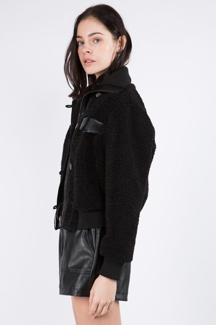 Sherpa PU Combo Jacket