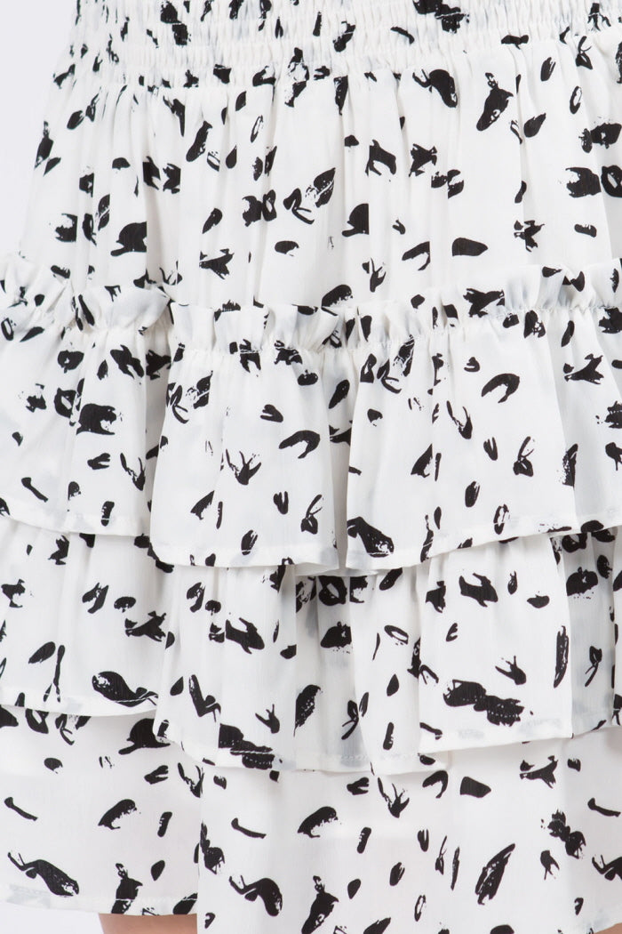 Ruffle Detailed Leopard Skirt