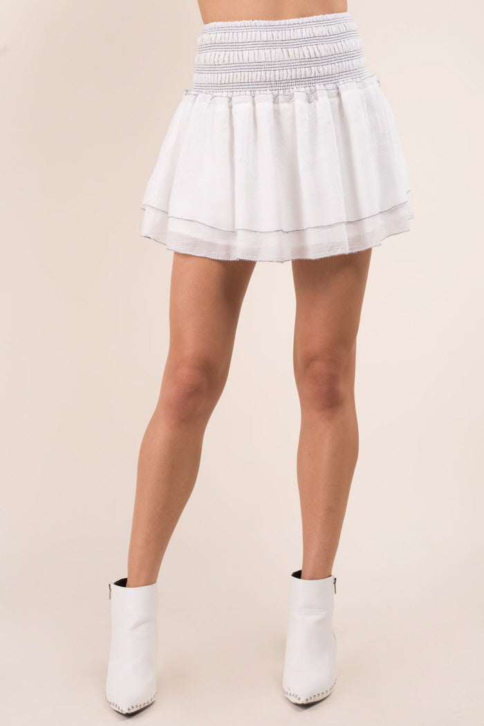 Contrast Stitching Linen Skirt