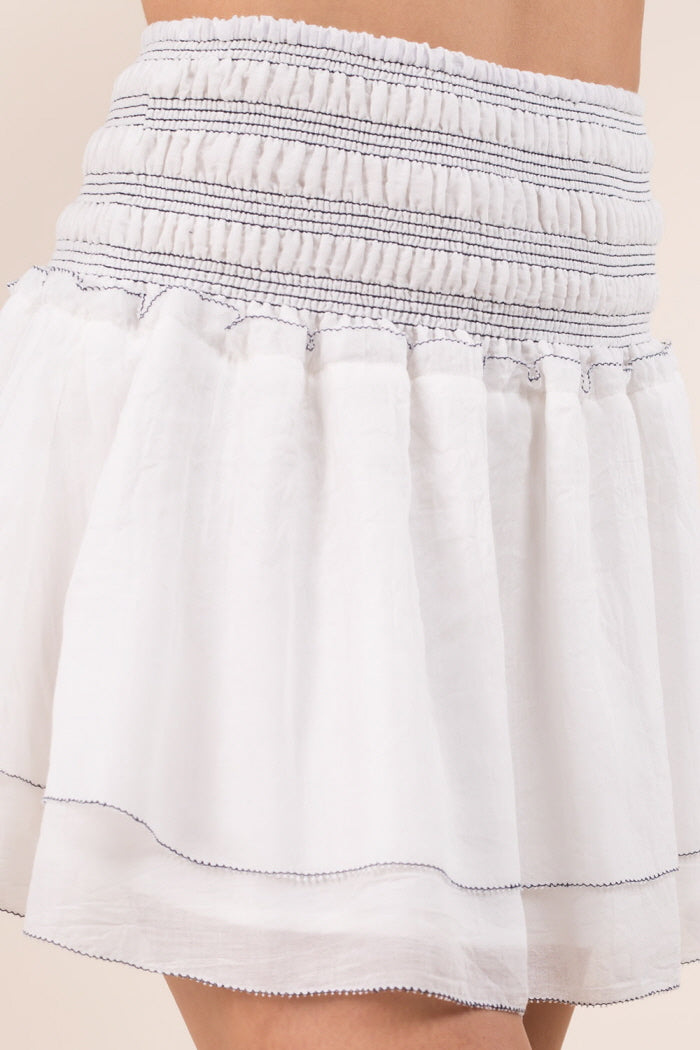 Contrast Stitching Linen Skirt