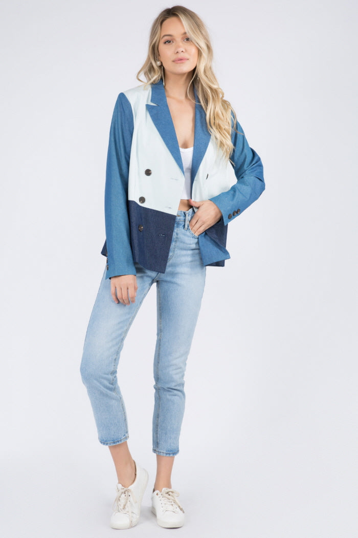 Denim Combo Blazer - Whiteroom+Cactus