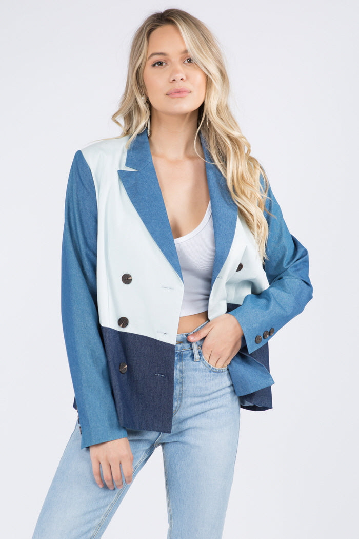 Denim Combo Blazer - Whiteroom+Cactus