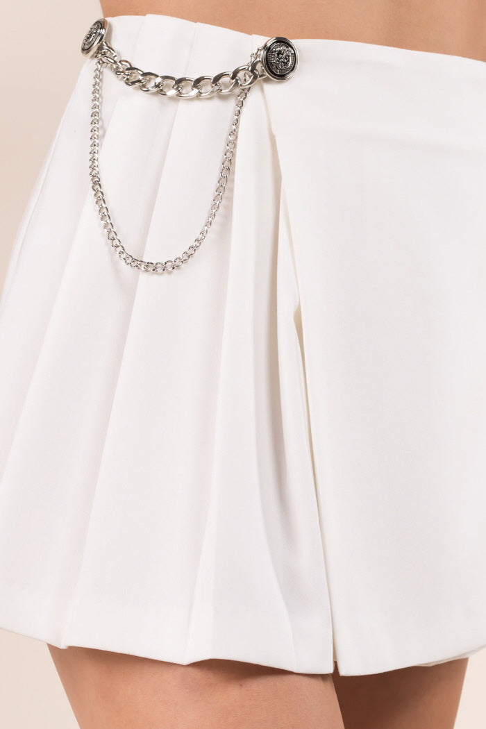 Chain Detail Pleat Skort