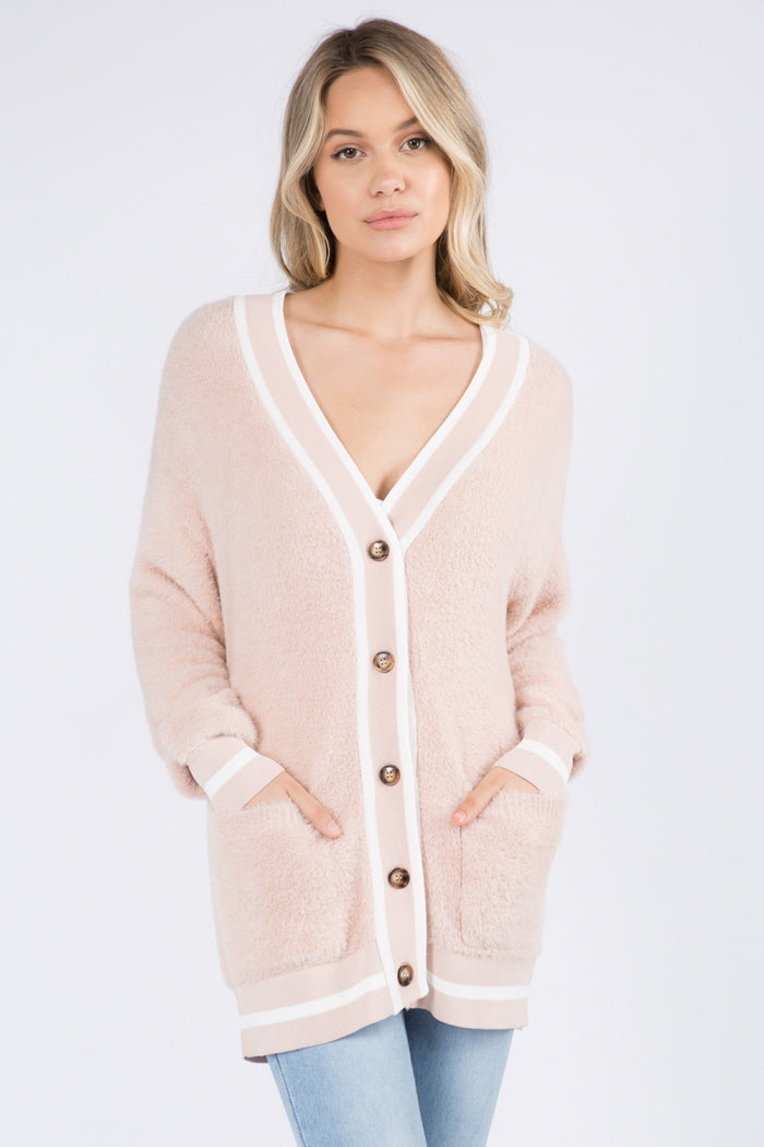 Varsity Rib So Fuzzy Cardigan