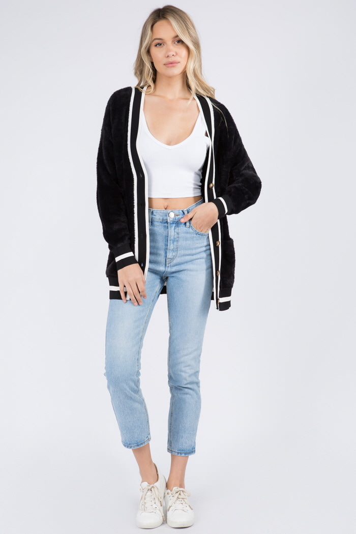 Varsity Rib So Fuzzy Cardigan