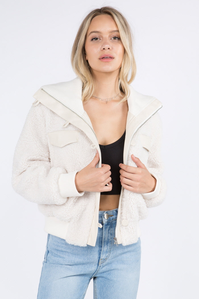 Sherpa PU Combo Jacket