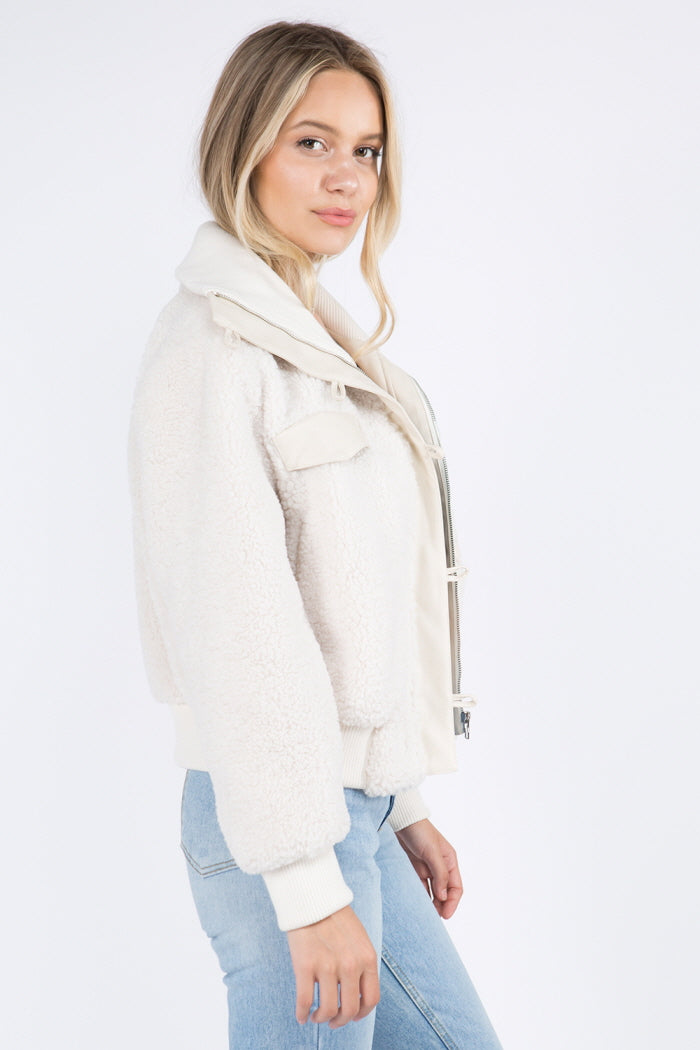 Sherpa PU Combo Jacket