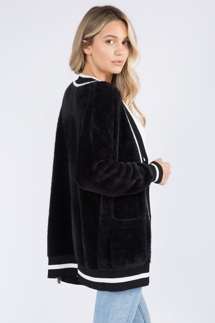 Varsity Rib So Fuzzy Cardigan