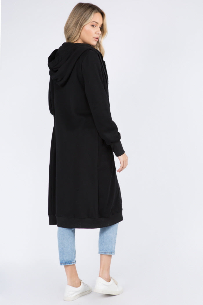 Long Soft Cotton Zip Up Hoodie