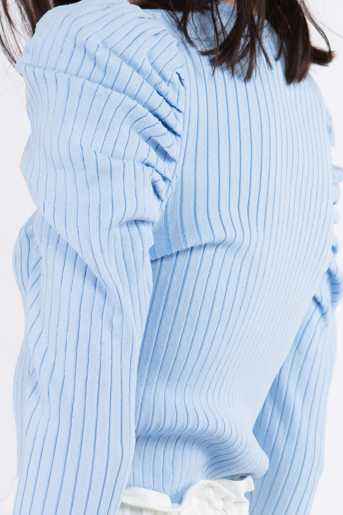 Puff Sleeve V-Neck Sweater