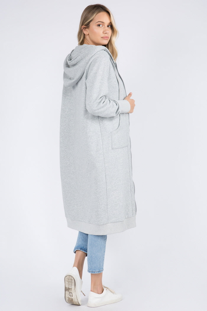 Long Soft Cotton Zip Up Hoodie