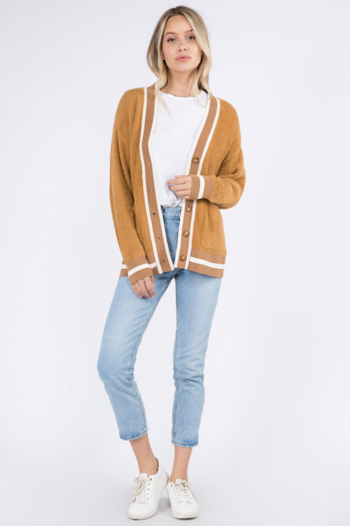 Varsity Rib So Fuzzy Cardigan