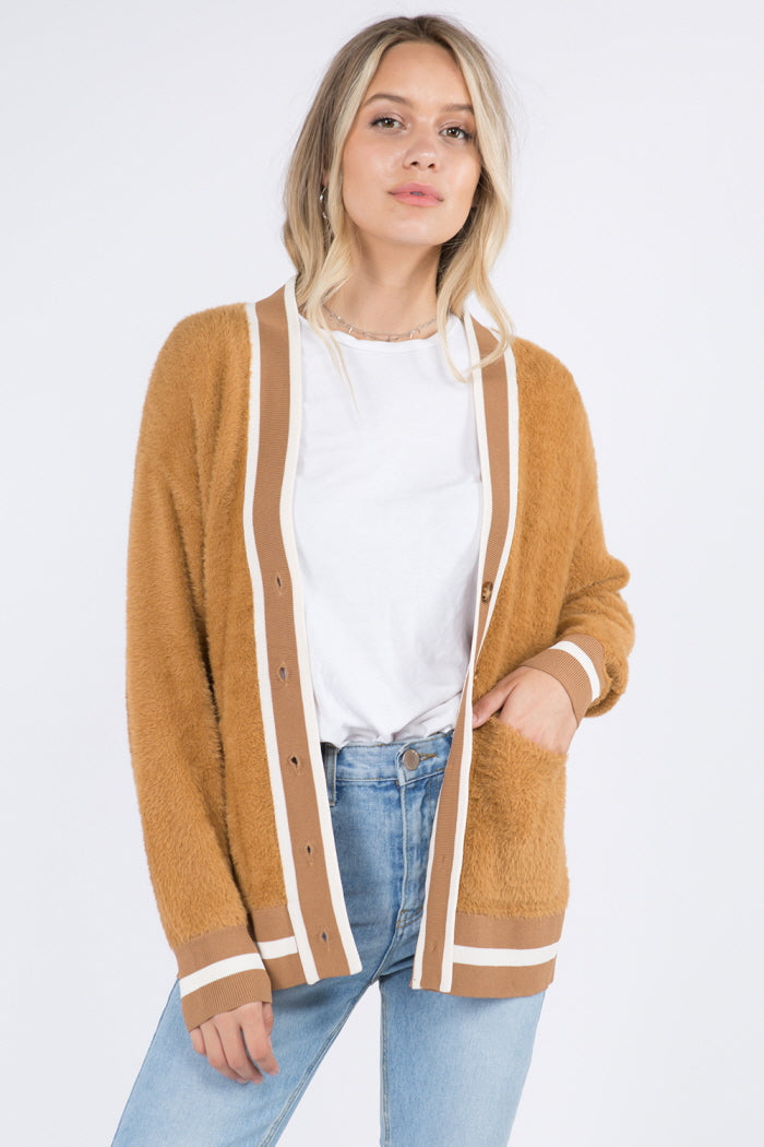 Varsity Rib So Fuzzy Cardigan