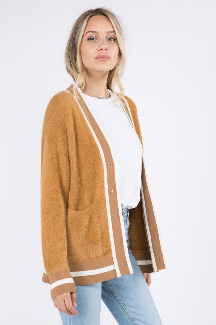 Varsity Rib So Fuzzy Cardigan
