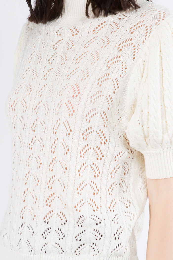 Spring Textured Puff Sleeves Sweater