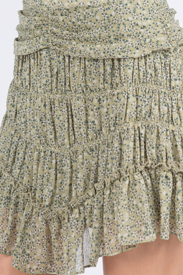 Shirring Detail Unbalanced Skort
