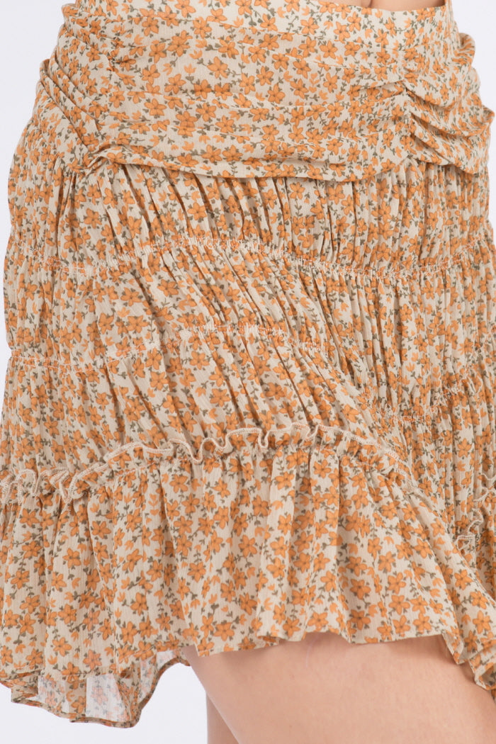 Shirring Detail Unbalanced Skort