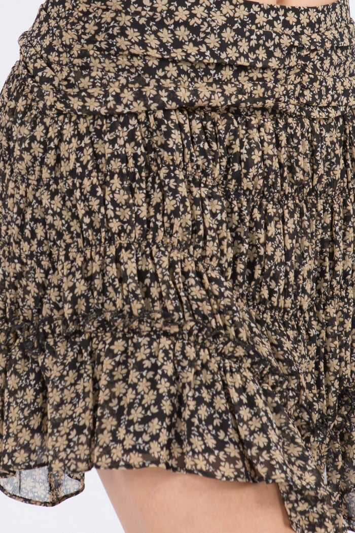 Shirring Detail Unbalanced Skort
