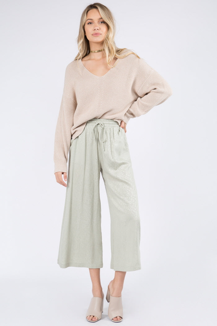Matte Leopard Satin Flowy Pants