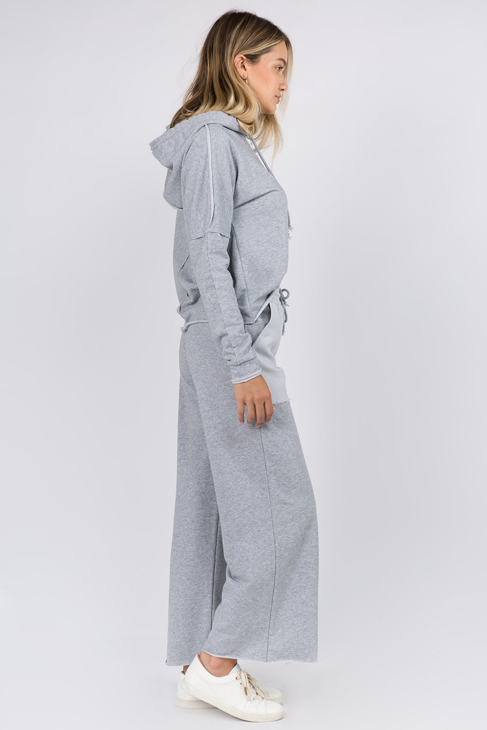 Raw Trim Detailed Soft Hoodie Top - Whiteroom+Cactus