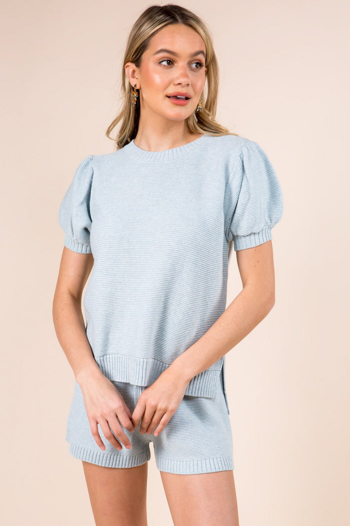 Puff Sleeve Detail Spring Pullover Sweater