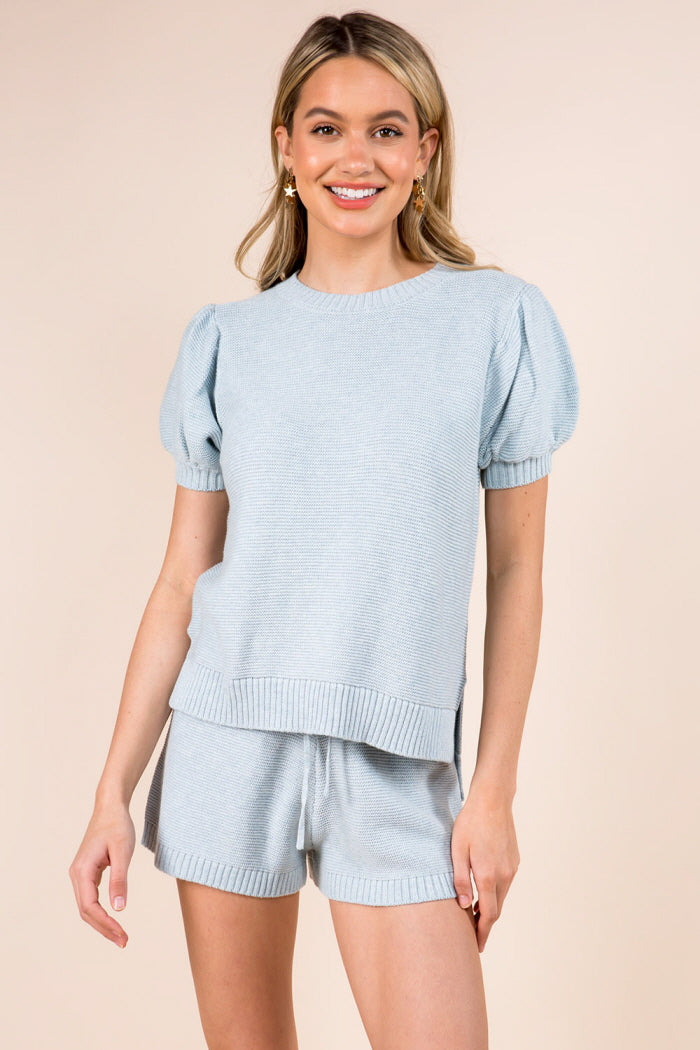 Puff Sleeve Detail Spring Pullover Sweater