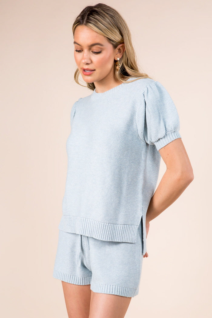 Puff Sleeve Detail Spring Pullover Sweater
