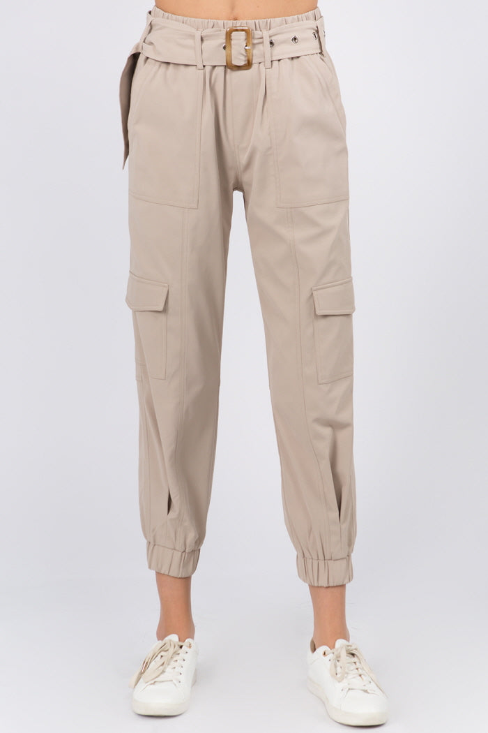 Belted Elastic Jogger Pants - Whiteroom+Cactus