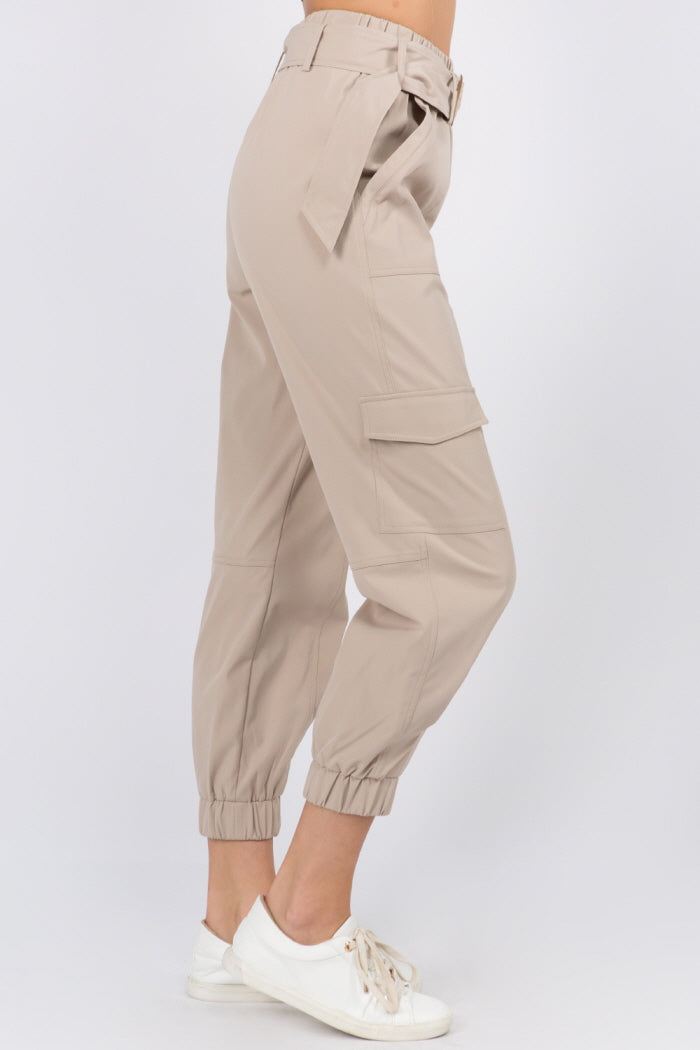Belted Elastic Jogger Pants - Whiteroom+Cactus