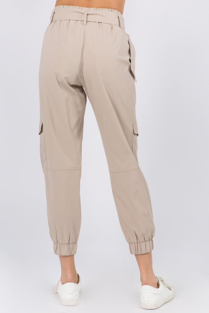 Belted Elastic Jogger Pants - Whiteroom+Cactus