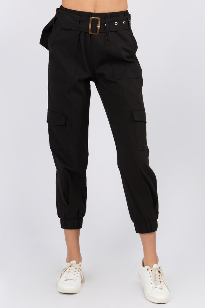 Belted Elastic Jogger Pants - Whiteroom+Cactus