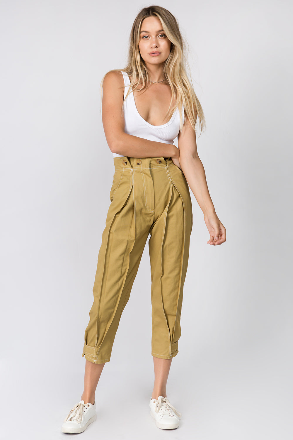 Stitch Detail Pleated Pants - Whiteroom+Cactus