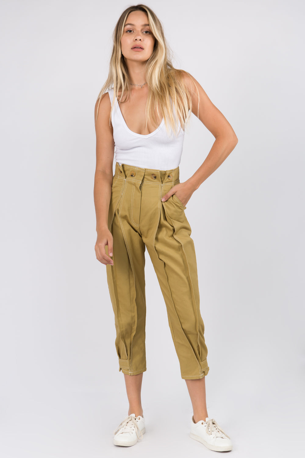 Stitch Detail Pleated Pants - Whiteroom+Cactus