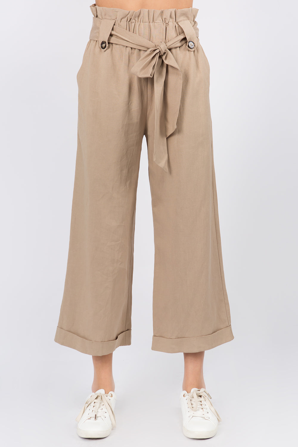 Linen Paperbag Belted Pants - Whiteroom+Cactus