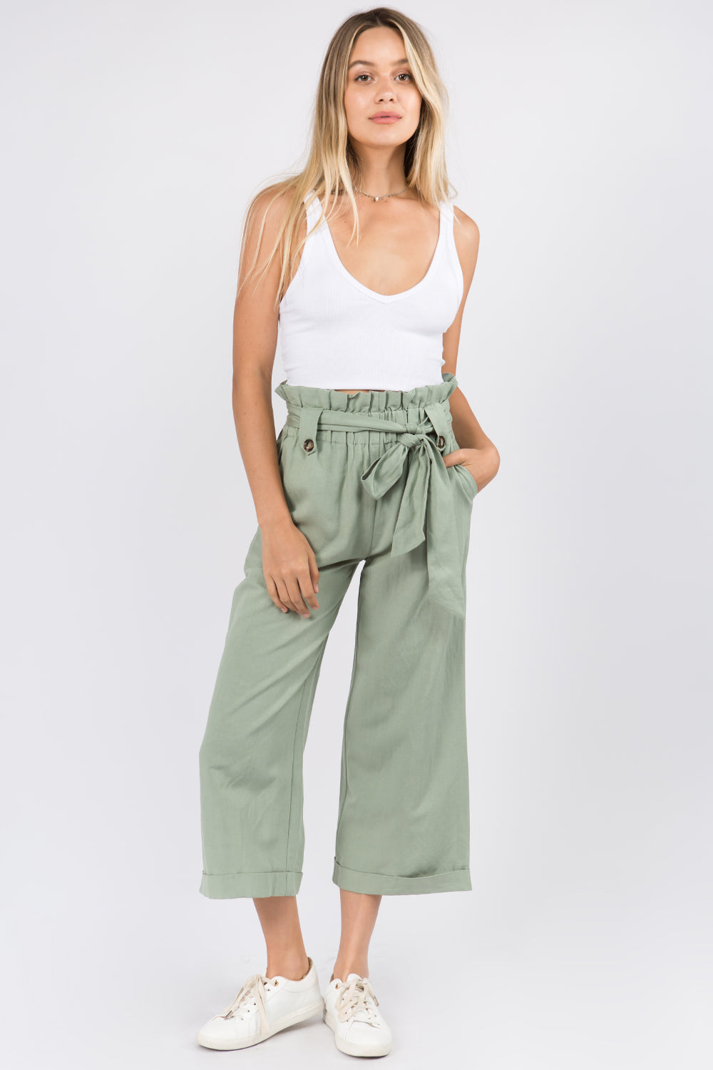 Linen Paperbag Belted Pants - Whiteroom+Cactus