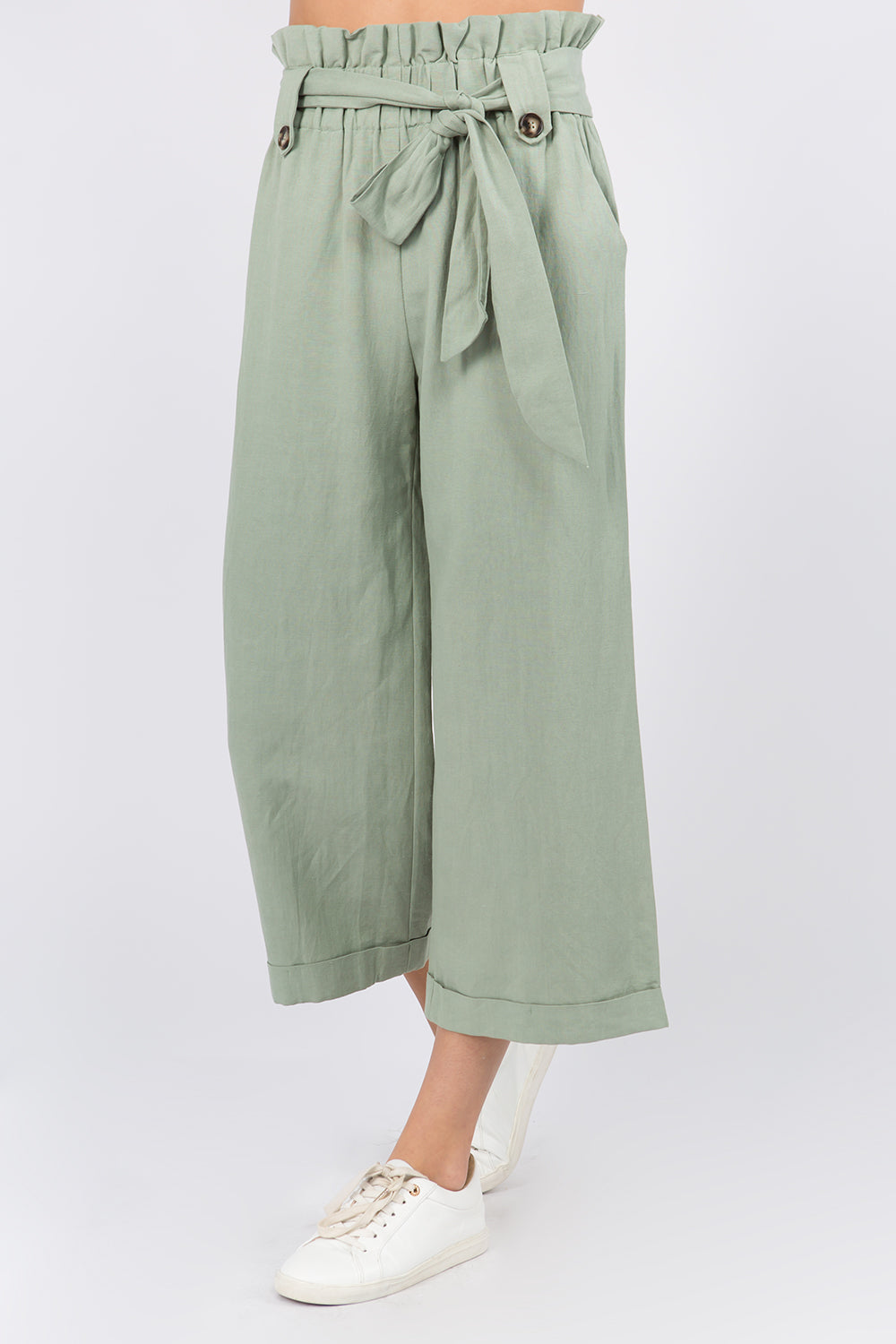 Linen Paperbag Belted Pants - Whiteroom+Cactus