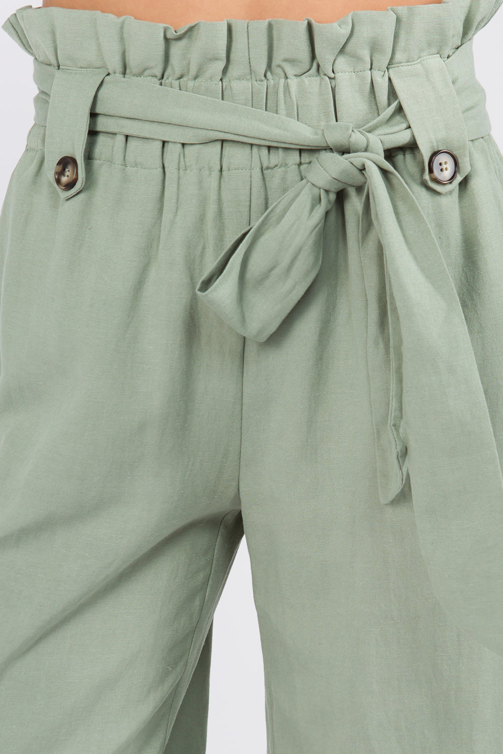 Linen Paperbag Belted Pants - Whiteroom+Cactus