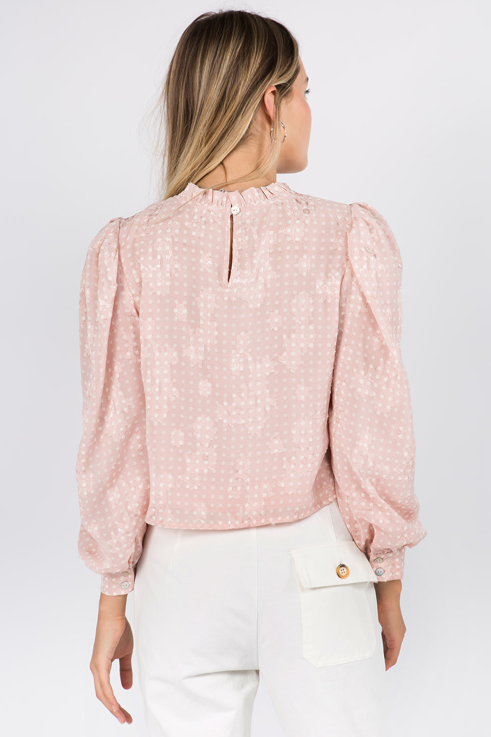 Ruffle Mock Neck Crop Blouse - Whiteroom+Cactus