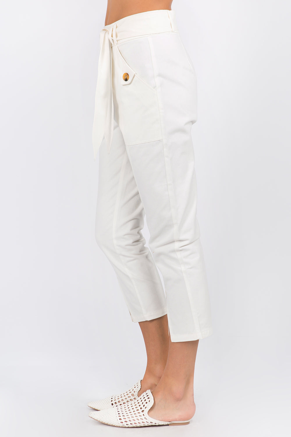Cotton Tie Waist Trousers - Whiteroom+Cactus
