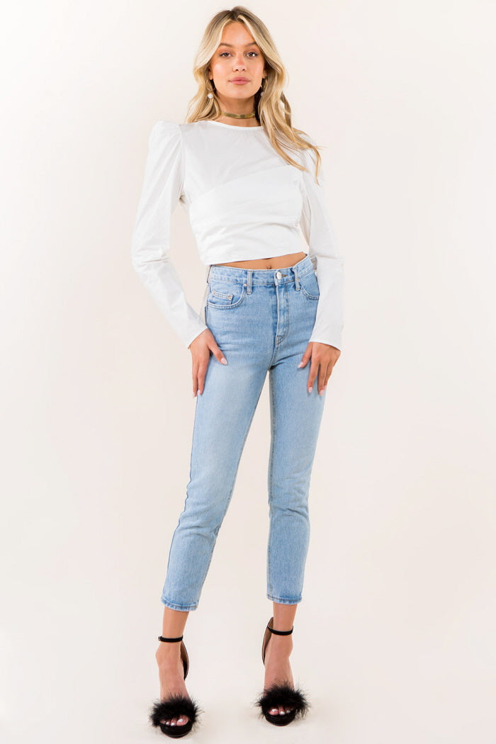 Pleat Front Tie Back Blouse