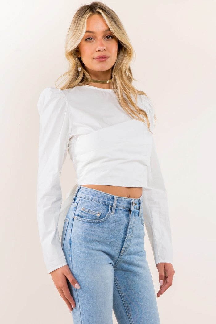 Pleat Front Tie Back Blouse