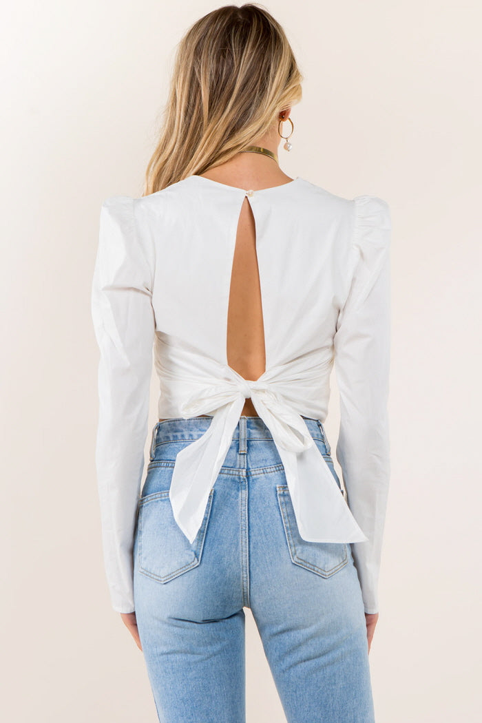 Pleat Front Tie Back Blouse