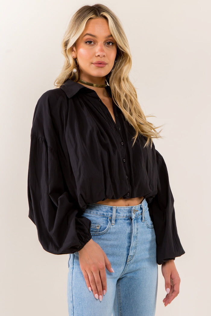 Balloon Sleeves Cropped Shirt