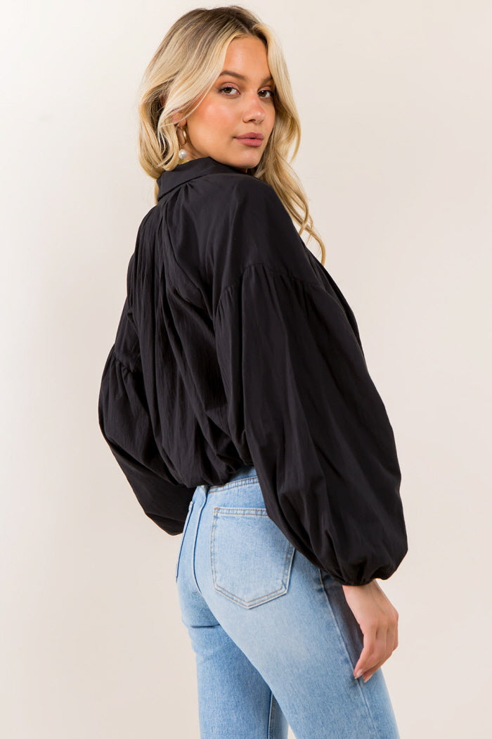 Balloon Sleeves Cropped Shirt