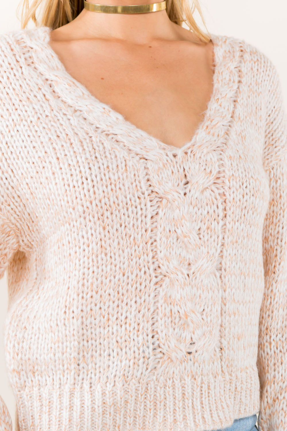 Twist Front Heather Pullover Sweater