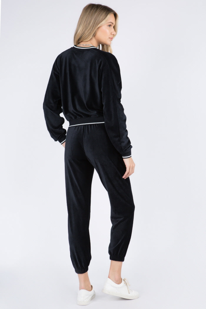 Soft Velour Shirring Detailed Top