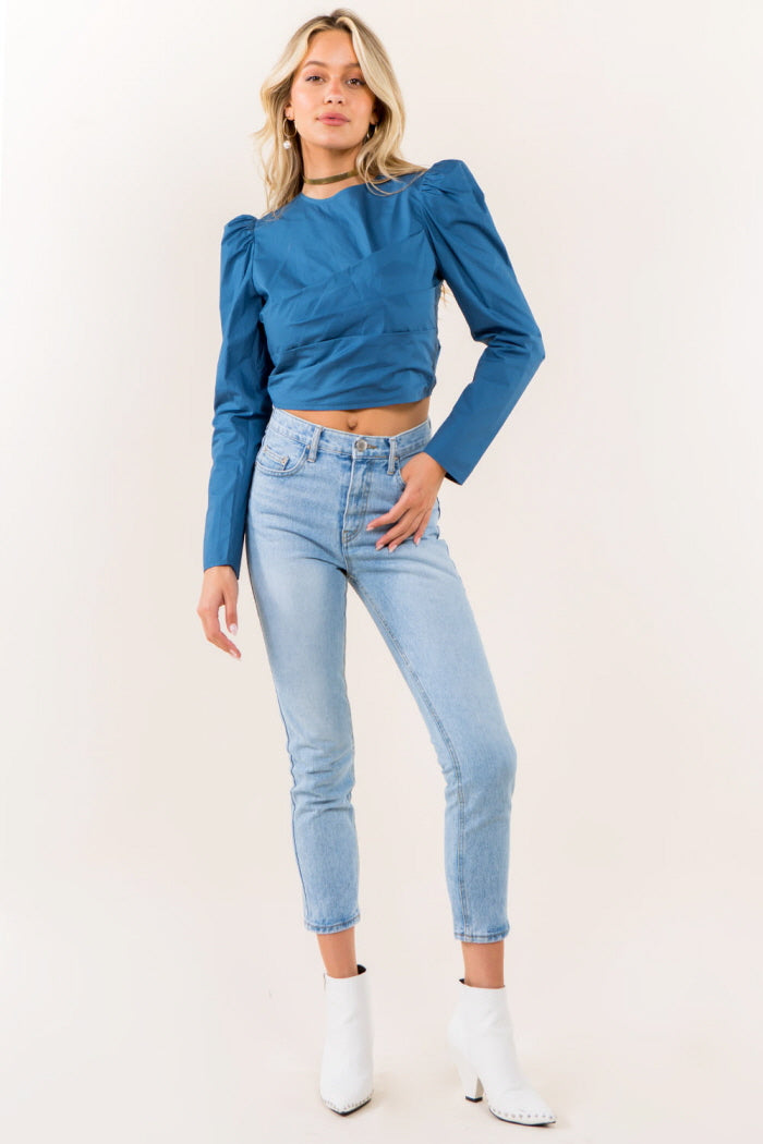 Pleat Front Tie Back Blouse