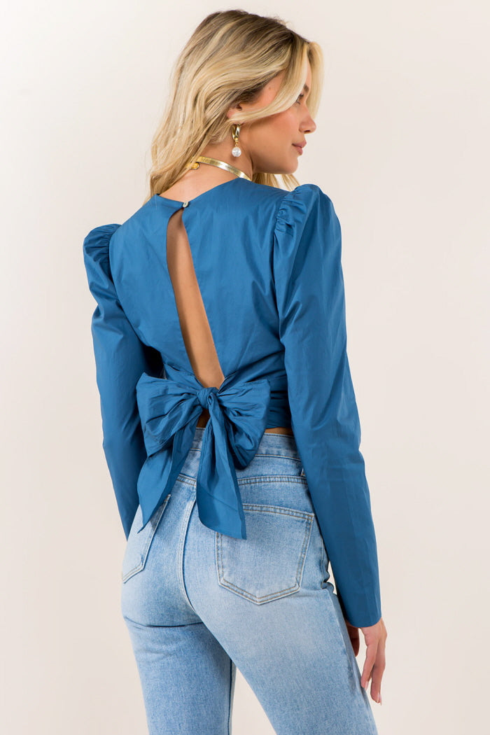 Pleat Front Tie Back Blouse